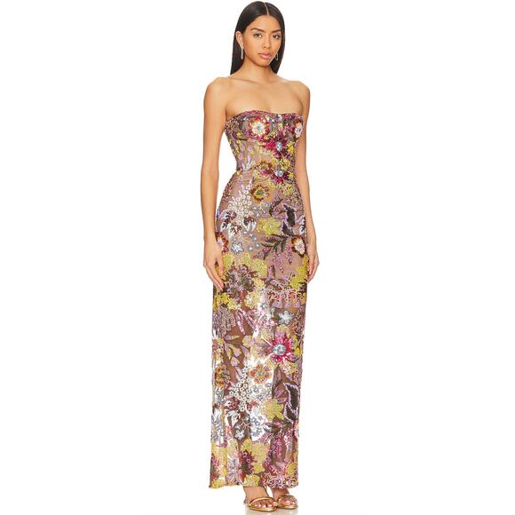 Bronx and Banco Dahlia Gown in Sequin Multi Size S - Picture 2 of 8